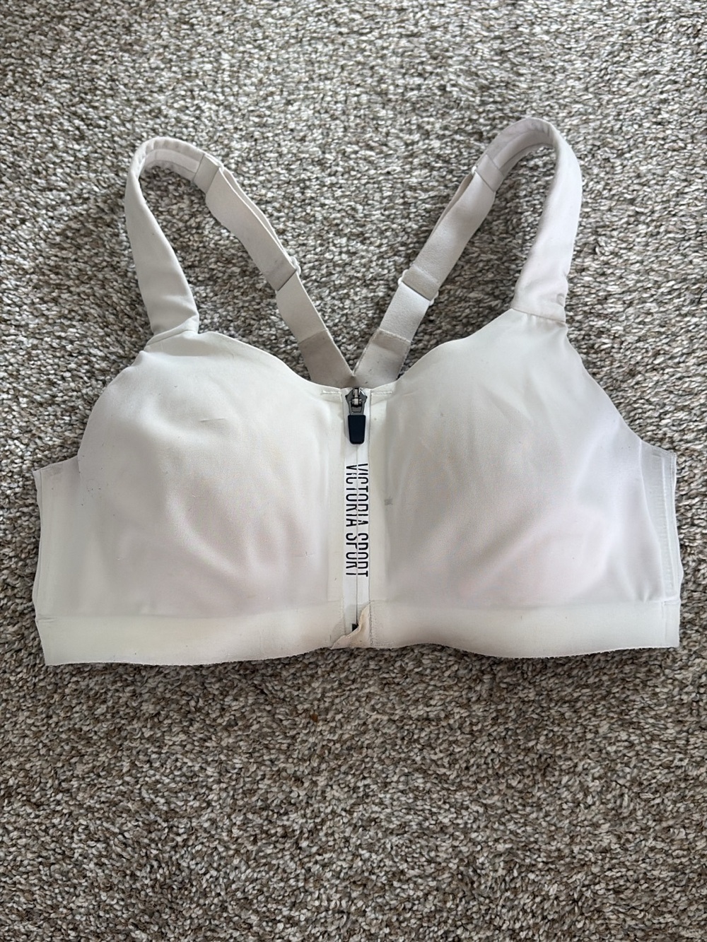 Victoria's Secret White Front-Zip Sport Bra